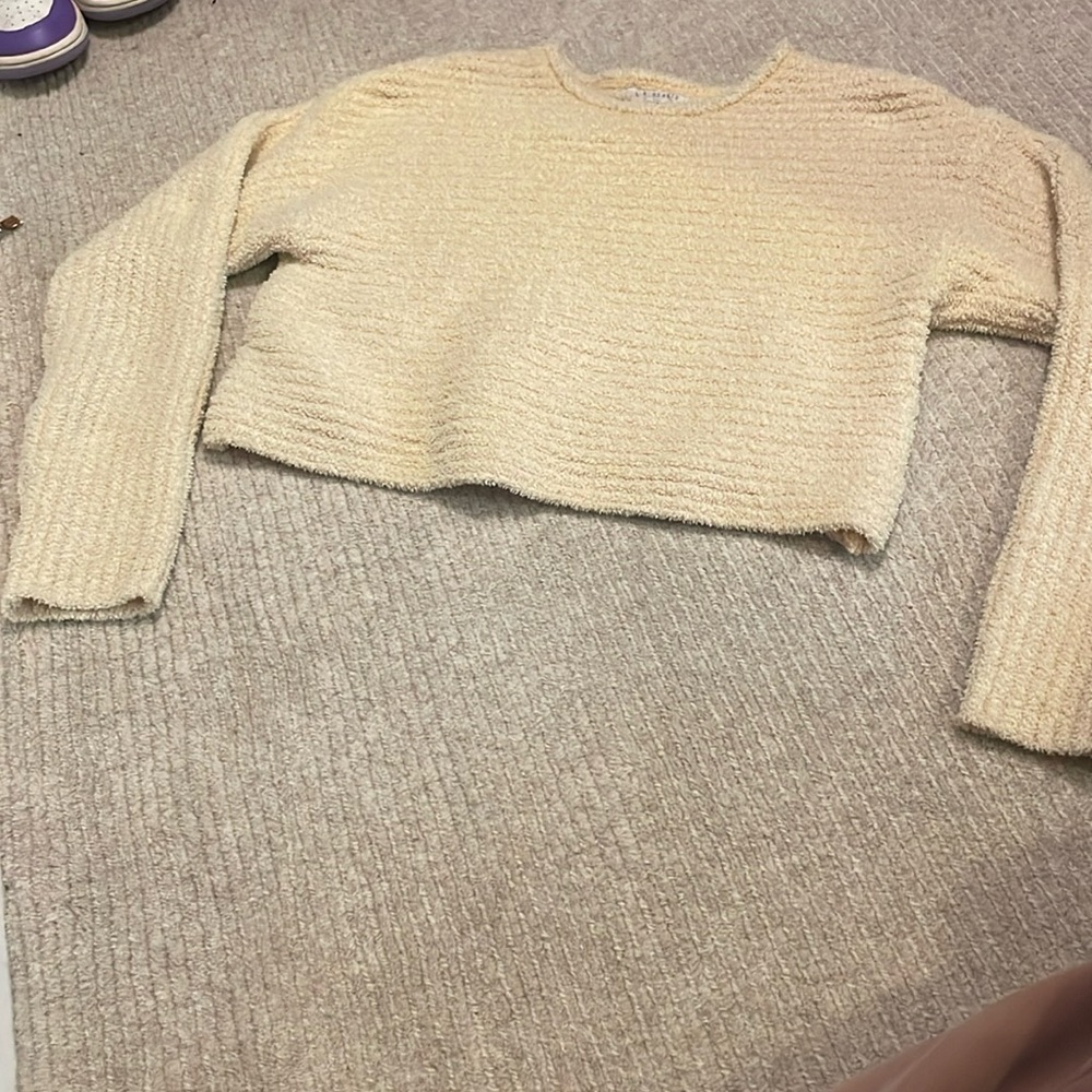 Pacsun L.A. Hearts fuzzy pale yellow long sleeve top women’s XS